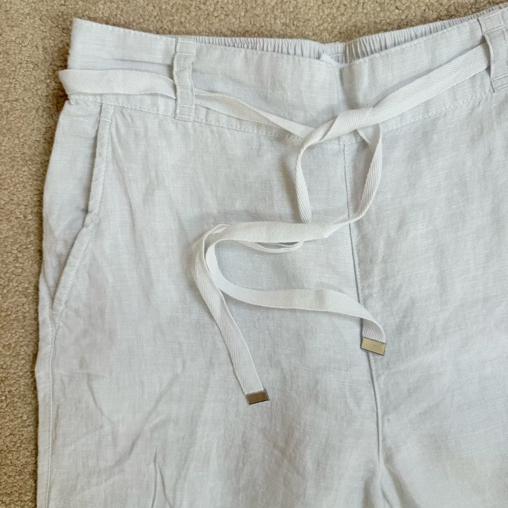 H by Halston Cream Wide Leg Linen Pants Womens Small - Picture 2 of 6